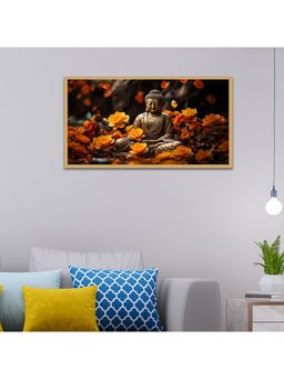 Dekorstation - Meditating Buddha with Flower Peace & Harmony Canvas Wall Painting