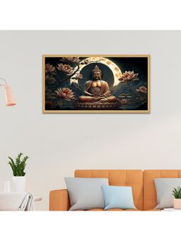 Dekorstation - Meditating Buddha with Lotus Flower Floating Canvas Wall Painting