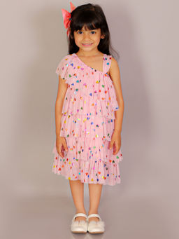 Lil Drama - Glam Up Girls Pink Tiered Pleating Party Dress