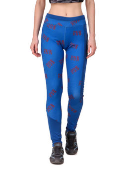 Alcis - Women Blue Orange Printed Running Tights
