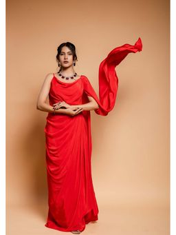 Ellemora - Scarlet Red Drape A Line Maxi Dress
