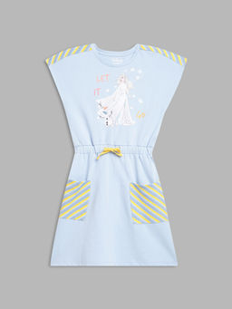 Blue Giraffe - Girls Blue Printed Dress