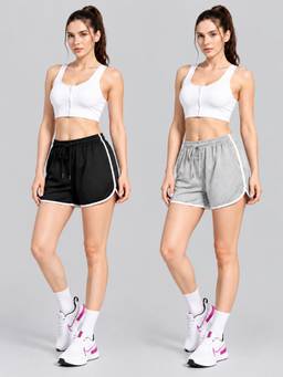 TULSATTVA - Women High-Rise Multicolor Shorts (Pack of 2)