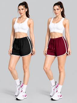 TULSATTVA - Solid Women High-Rise Shorts (Pack of 2)