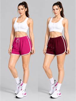 TULSATTVA - Women High-Rise Solid Shorts (Pack of 2)