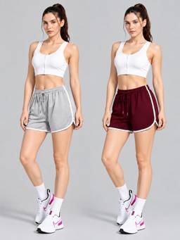 TULSATTVA - Women's Solid High-Rise Shorts (Pack of 2)