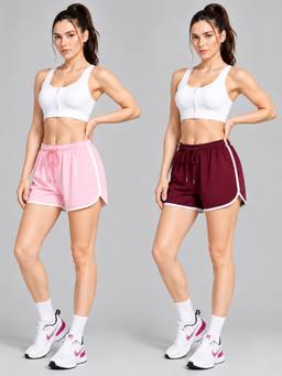 TULSATTVA - Multicolor Women High-Rise Shorts (Pack of 2)