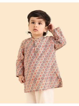 Fabindia - Boys Multicolor Printed Mandarin Collar Kurta
