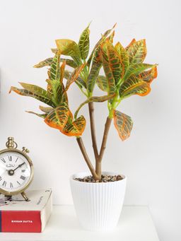ARICK DECOR - Artificial Croton Potted Bonsai Plant with Pot