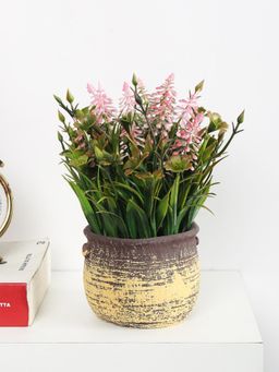 ARICK DECOR - Artificial Pink Flowers Plants Bonsai with Seremet Pot