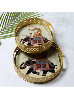 Amaya Decors - Multi-Color Elephant Platters (Pack of 2)