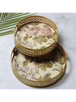 Amaya Decors - Multi-Color Floral Design Platters (Pack of 2)