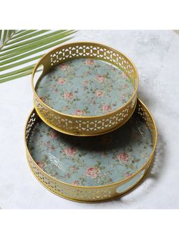 Amaya Decors - Multi-Color Flower Design Platters (Pack of 2)