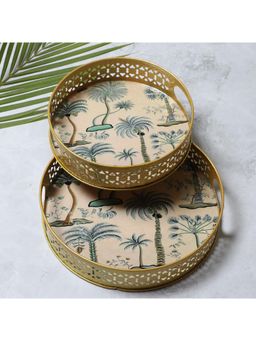 Amaya Decors - Multi-Color Tree Design Platters (Pack of 2)