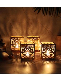 Amaya Decors - Lotus Etching Tealight Holders (Pack of 4)
