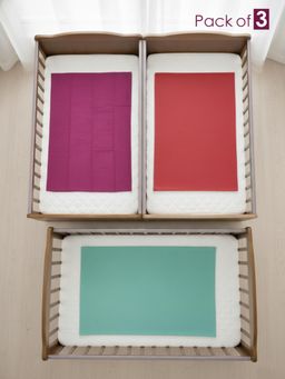 Baby Moo - Plain Changeable Dry Sheet Water-resistant Bed Protector-Multicolor (Pack of 3)