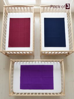 Baby Moo - Plain Changeable Dry Sheet Water-resistant Bed Protector-Multicolor (Pack of 3)