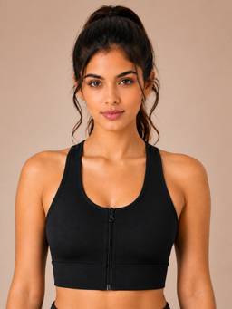 Shop The Edit - Black Padded Wire free Sports Bra for Women