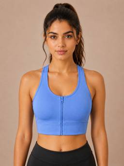 Shop The Edit - Blue Padded Wire free Sports Bra for Women