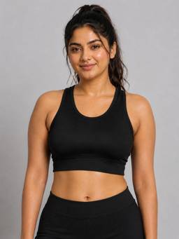 Shop The Edit - Black Padded Wire free Sports Bra for Women