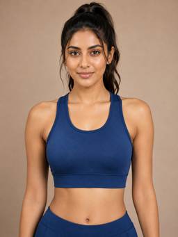 Shop The Edit - Navy Blue Padded Wire free Sports Bra for Women