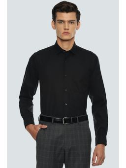 Louis Philippe - Men Black Slim Fit Solid Full Sleeves Formal Shirt