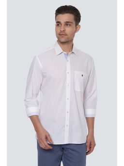 Louis Philippe - Men White Textured Full Sleeves Shirt