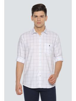 Louis Philippe - Men White Check Full Sleeves Shirt