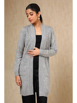 Soch - Women's Grey Acrylic Crochet Shrug