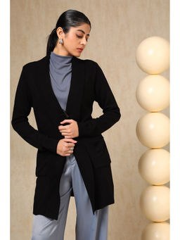 Soch - Women's Black Acrylic Solid Shrug