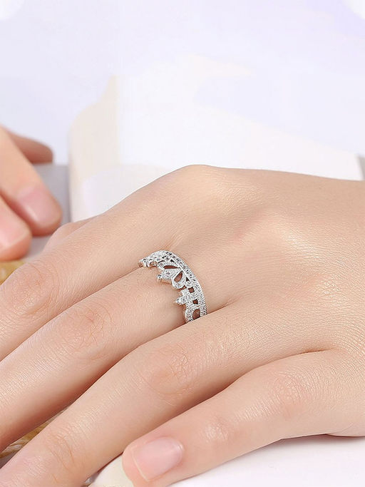 Yellow Chimes Silver-Plated White Austrian Crystal-Studded Finger Ring (7)