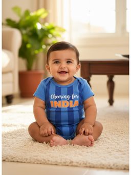 Zeezeezoo - Kids Cheering for India Cricket Jersey Romper