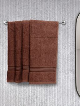 KOPA - Quick Dry 100% Cotton Soft Terry Towel -4Pc Hand Towel D'Ross Solid-Brown