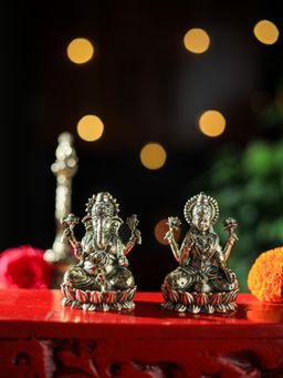 Revive Home - Laxmi Ganesha Brass Idol Pack of 2