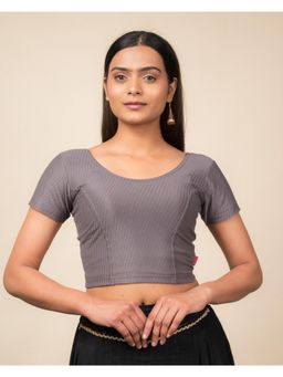 BINDIGASM'S ADVI - Grey Texture Cotton Stretchable Pull On Blouse