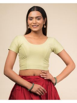 BINDIGASM'S ADVI - Green Texture Cotton Stretchable Pull On Blouse