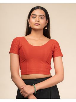 BINDIGASM'S ADVI - Rust Texture Cotton Stretchable Pull On Blouse