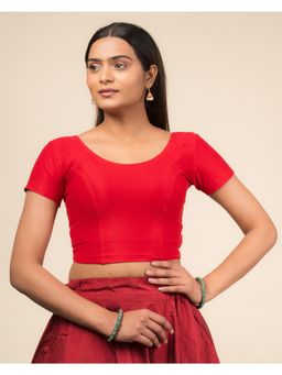BINDIGASM'S ADVI - Red Texture Cotton Stretchable Pull On Blouse