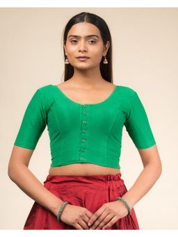BINDIGASM'S ADVI - Green Cotton Dobby with Front Opening Buttons Stretchable Blouse