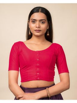BINDIGASM'S ADVI - Pink Cotton Dobby with Front Opening Buttons Stretchable Blouse