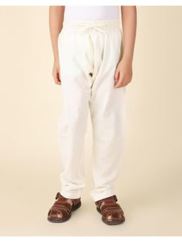 Fabindia - White Cotton Pyjama With Elasticated Waistband & Drawstring