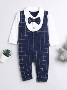 Hopscotch - Boys Navy Checkered Bodysuit