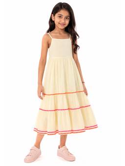 A Little Fable - Girls Yellow Polyester Dress