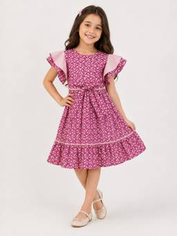A Little Fable - Girls Purple Polyester Dress