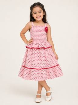 A Little Fable - Girls Pink Polyester Dress
