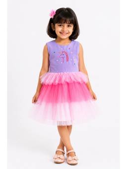 A Little Fable - Girls Multi-Colour Polyester Dress