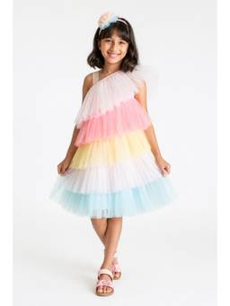 A Little Fable - Girls Multi-Colour Polyester Dress