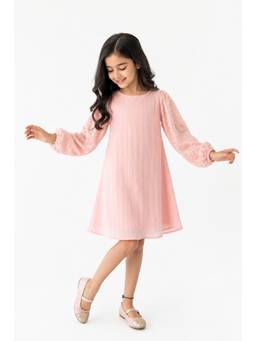 A Little Fable - Girls Pink Polyester Dress