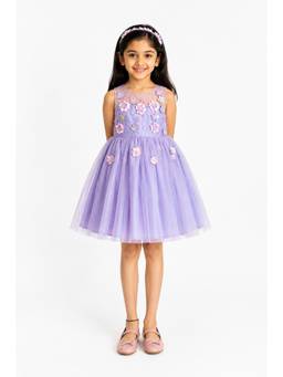 A Little Fable - Girls Lavender Polyester Dress