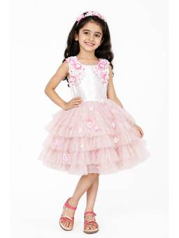 A Little Fable - Girls White Polyester Dress